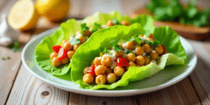 vegetarian lettuce wraps with chickpeas
