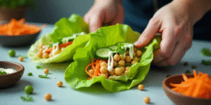 vegetarian lettuce wraps with chickpeas