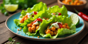 vegetarian lettuce wraps with chickpeas