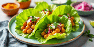 vegetarian lettuce wraps with chickpeas